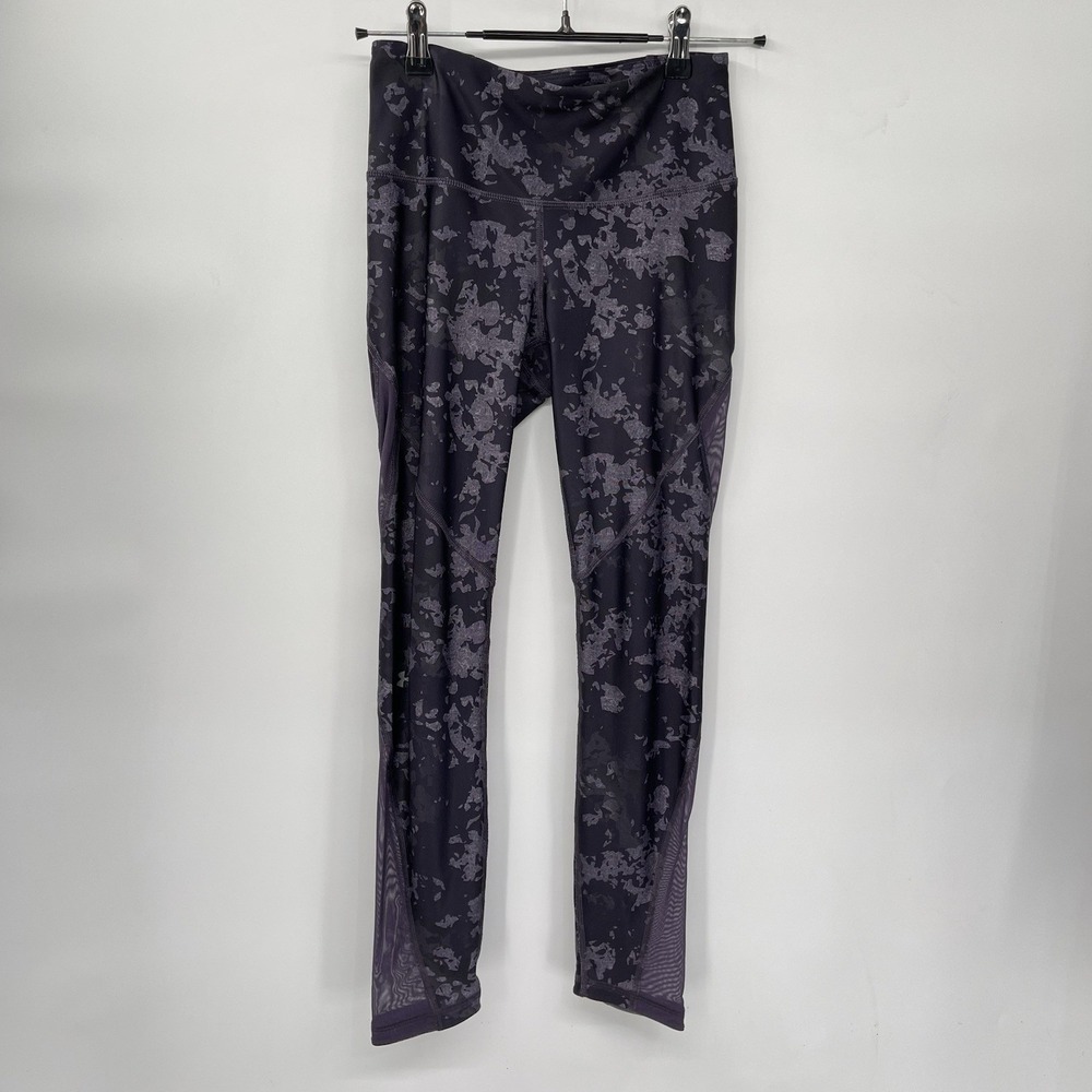 Under Armour Small Compression Leggings Womens Purple Camo Mesh HeatGear Tights